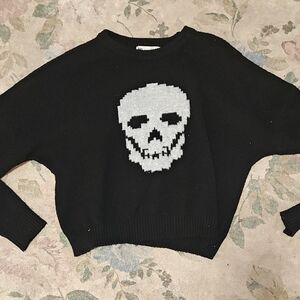 No Boundaries Black and White Skull Sweater